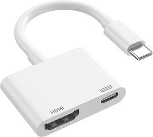 USB C to HDMI Adapter for iPhone 16 15 1080P Video & Audio Sync Screen Converter Digital AV Adapter with Charging Port for iPhone 16/16Plus/16 Pro/16Pro Max/15/15Pro/Max MacBook Pro/Air 2023 iPad Pro