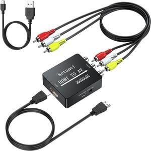 HDMI to AV Converter HDMI to RCA Converter Supports PAL/NTSC for  TV  Fire Stick Blu-ray DVD Player Older TV Projector (with Male RCA and HDMI Cables)