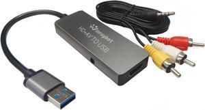 USB Video Capture Adapter VHS to Digital Converter Video Capture Card for VHS RCA HI9 hdmi for Video Streaming Convert VHS/DVD to Digital Format RCA/S-Video/HDMI Input Update version2025