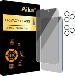 2 Pack Privacy Screen Protector for iPhone 14 Pro [6.1 inch] + 2 Pack Camera Lens Protector Anti Spy Private Tempered Glass Case Friendly