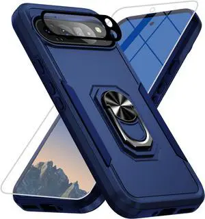 for Google Pixel 9 Pro XL Case [15 FT Military Grade Drop Protection] with Screen Protector & Lens Protector Heavy-Duty Shockproof Kickstand Case for Pixel 9 Pro XL (Dark Blue)