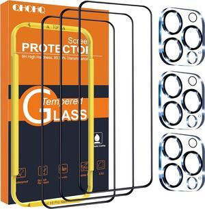 for iPhone 16 Pro Max Screen Protector with Camera Lens Protector [Military Grade Shatterproof] Top 9H+ Tempered Glass Full Edge Coverage Ultra Durable with Installation Tool [3+3 Pack]
