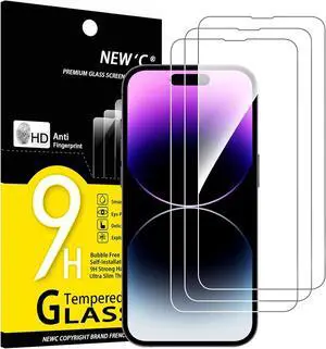 NEWC 3 Pack Designed for iPhone 14 Pro Max (6 7) Screen Protector Tempered Glass Case Friendly Anti Scratch Bubble Free Ultra Resistant