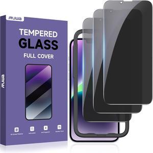 Privacy Screen Protector for iPhone 13/13 Pro/14 [3-Pack][6.1 Inch] Display Tempered Glass Film with Easy Installation Frame Ultra HD 9H Hardness Scratch Resistant Case Friendly