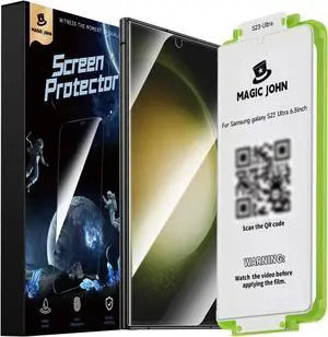 2 Pack Screen Protector for  Galaxy S23 Ultra - Ceramic Film Fingerprint ID Compatible Easy Installation Shock-Resistant 3D Curved Bubble Free