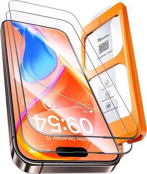 for iPhone 15 Pro Screen Protector [9H Hardness] [Military Grade Shatterproof] HD Tempered Glass Full Coverage Screen Protector Easy Installation 2 Pack