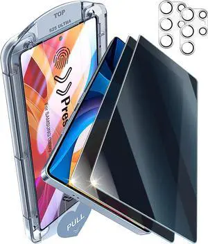 -2+2 Pack 9H+ Hybrid Glass for  Galaxy S25 Ultra Screen Protector [0.02S Sensitive Fingerprint ] [24 Super Privacy] [Military Grade Shatterproof] Self Installation Case Friendly