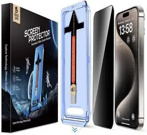 2 Pack for iPhone 15 Pro Max 6.7 inch Privacy Glass Screen Protector Auto Dust-Elimination Installation Bubble Free Easy Installation