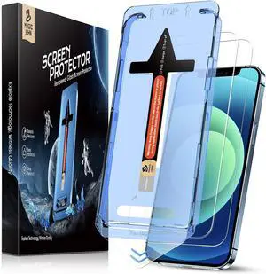 2 Pack for iPhone 12/iPhone 12 Pro 6.1 inch Tempered Glass Screen Protector Auto Dust-Elimination Installation Bubble Free HD Clear Easy Installation