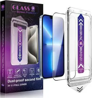 2 Pack Screen Protector Tempered Glass for iPhone 16e and iPhone 14 and iPhone 13 and iPhone 13 Pro 6.1-Inch Auto Dust Removal No Bubbles High Definition Clear Easy Installation