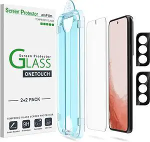 OneTouch Screen Protector for  Galaxy S22 Plus 6.6 inch  Galaxy S22 + 6.6 inch 9H Hardness with Camera Lens Protector Bubble Free Tempered Glass 2 Pack