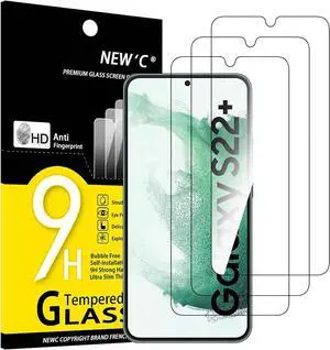 NEWC 3 Pack Designed for  Galaxy S22+ / S22 Plus Screen Protector Tempered Glass Case Friendly Anti Scratch Bubble Free Ultra Resistant