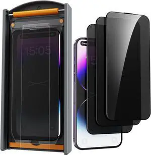 3 Pack for iPhone 14 Pro Max Tempered Glass Privacy Screen Protector Dust Free CABIN Auto Positioning Bubble Free Privacy Protection Easy Installation 9H+ Hardness