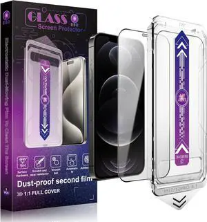 2 Pack Screen Protector Tempered Glass for iPhone 12 and iPhone 12 Pro 6.1-Inch Auto Dust Removal No Bubbles High Definition Clear Easy Installation
