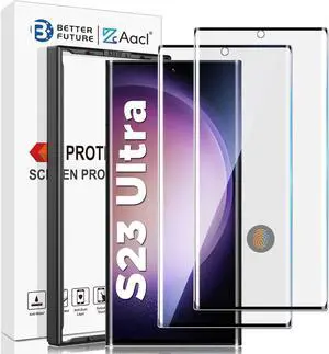 for  Galaxy S23 Ultra Screen Protector Tempered Glass 3D Curved Glass for S23 Ultra 5G 6.8 Inch [Fingerprint Unlock][Anti-Scratch][Case Friendly][2 Pack]
