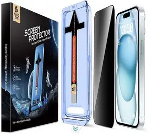 2 Pack for iPhone 15 6.1 inch Privacy Glass Screen Protector Auto Dust-Elimination Installation Bubble Free Easy Installation