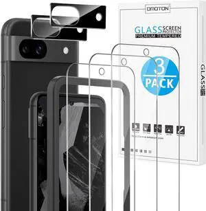 3+2 Pack for Google Pixel 8a Screen Protector 3 Pack Tempered Glass Screen Protector with 2 Pack Camera Lens Protector for Pixel 8A 2024 Released 6.1 inches Case Friendly/9H Hardness