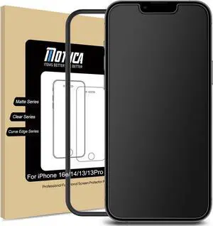 Matte Glass Screen Protector for iPhone 16e / iPhone 14 / iPhone 13 / iPhone 13 Pro [6.1 Inch] Anti-Glare & Anti-Fingerprint Tempered Glass [Easy Installation Frame] Smooth as Silk