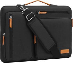 360 Protective Laptop Shoulder Bag 15-15.6 inch Computer Bags Compatible with MacBook Pro 16 inch HP    Notebook Side Open Messenger Bag with 4 Zipper Pockets Black