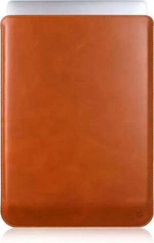 Real Leather Laptop Sleeve for MacBook Pro & Air Fits 13 14 15 & 16 Inch - Genuine Full Grain Leather with Soft Wool Lining (16-inch - 2019)