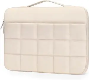 Laptop Sleeve Compatible with MacBook Air/Pro 13-13.3 inch Notebook Compatible with MacBook Pro 14 inch M4 M3 M2 M1 Carrying Case Rectangle Quilted Puffy Bag with Horizontal Pocket&Handle Sand