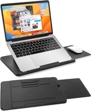 Adjustable Laptop Lap Desk 3 Ergonomic Angles PU Leather Non-Slip Surface Heat Shield Retractable Mouse Pad Portable Laptop Lap pad Workstation for Bed Sofa Travel