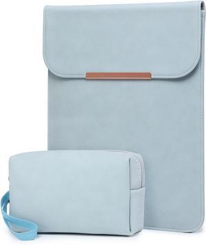 13.3-14 Inch Laptop Sleeve Compatible with MacBook Pro 14 M3/M2/M1 Pro/Max A2992 A2918 A2779 A2442 2021-2024 MacBook Air 13 Inch 2012-2017 Faux Suede Leather Case Pale Blue-S