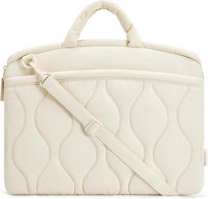 15-16 Inch Laptop Sleeve Case Shockproof Portable Puffy Laptop Bag with Strap for MacBook Air/Pro 15.6 Inch Water Resistant Laptop Cover Compatible for  HP  Beige