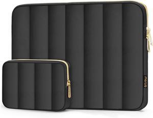 13-14 inch Laptop Case 13.3 inch Puffy Laptop Sleeve Compatible with MacBook Air 13 13.6 M3 M2 M1/Pro 13/Pro 14 HP    Vertical Rectangle Carrying Bag with Small Case Black