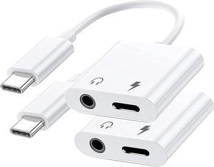 DICKMITH 2 Pack USB C to 3.5mm Audio Headphone Jack and Charger Adapter 2 in 1 Type C to Aux Dongle Cable Cord with PD Fast Charging Compatible with iPhone 16/15 Pro Max Galaxy S24/S23Ultra Pixel...