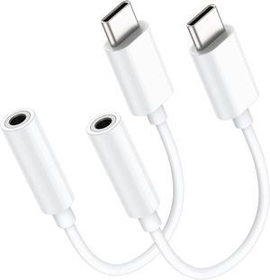 USB C to 3.5mm Audio Headphone Adapter Type C to Headphone Jack Adapter Aux Audio Dongle Cable Cord Compatible with iPhone 16 Pro Max/16E/15  Galaxy S25 Ultra/S24/S23 Pixel iPad Pro 2 Pack