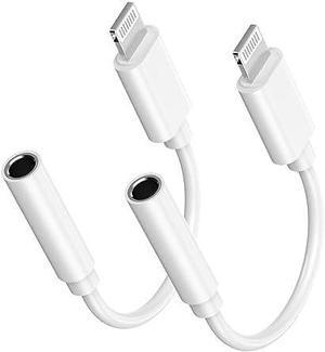 MFi Certified Lightning to 3.5 mm Headphone Jack Adapter for iPhone 2 Pack iPhone 3.5mm Aux Audio Adapter Converter Cable Dongle Compatible for iPhone 14 13 12 11 Pro Max XS XR X 8 7 6 iPad