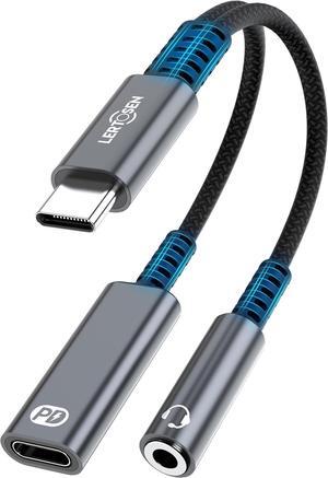 USB C to 3.5mm Headphone and Charger Adapter 2-in-1 USB C PD 3.0 Charging Port to Aux Audio Jack and 60W Fast Charging Dongle Cable Cord for iPhone 16/15 Pro Max Plus Galaxy S24/S23/S22