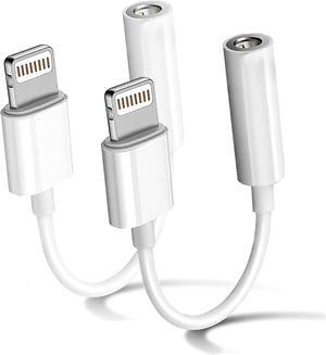 2 Pack Lightning to 3.5 mm Headphone Jack Adapter for iPhone [MFi Certified] iPhone Aux Adapter Converter Dongle Audio Cable Compatible with iPhone 14/13 Pro Max X/XS Support All iOS System