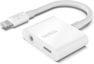 RockStar Lightning Audio Cable and Charger for iPhone 14 13 12 11 10 - White