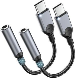 USB Type C to 3.5mm Headphone Jack Adapter (2-Pack) USB C to Aux Audio Dongle Cable Cord for iPhone 16 16 Pro Max 15 15 Pro 15 Plus iPad Pixel  Galaxy S24 S23 S22 S21 S20 Note -Grey
