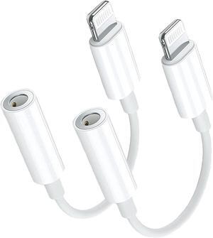 Mfi Certified Lightning to 3.5mm for iPhone Adapter Headphone Jack Dongle for iPhone with Aux Cord Audio Cable  Accessories Compatible with iPhone 14 13 12 11 X Xs 8 7 2 Pack