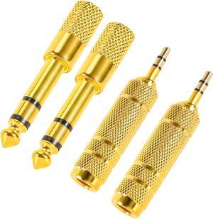 4 Pack Headphone Jack 3.5mm (1/8 inch) Male to 6.35mm(1/4 inch) Female Adapter and 6.35mm1/4 to 3.5mm(1/8) Audio Adapter Stereo Audio Jack Adapter for Player Headphone Guitar Amplifier
