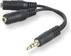 F8V234 Speaker and Headphone 3.5 mm AUX Audio Cable Splitter Black
