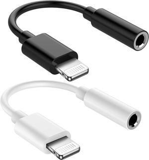 2 Pack  MFi Certified Lightning to 3.5 mm Headphone Jack Adapter for iPhone Earphone Converter Dongle Aux Audio Cable - Compatible with iPhone 14 13 12 11 Pro Max X XS Max XR 8 7 Plus