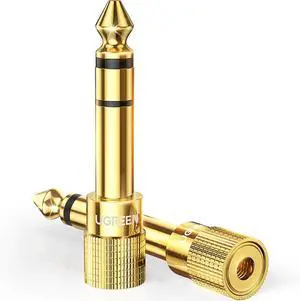 6.35mm 1/4 Male to 3.5mm 1/8 Female Stereo Headphone Adapter Audio Jack Plug Gold Plated for Speaker Headphone Guitar Digital Piano Amp 2 Pack