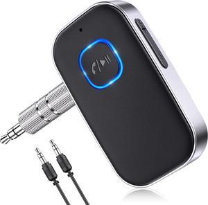 Bluetooth Receiver for Car Noise Cancelling 3.5mm AUX Bluetooth Car Adapter Wireless Audio Receiver for Home Stereo/Wired Headphones Hands-Free Call 16H Battery Life - Black+Silver