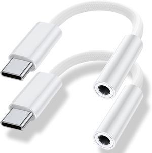 USB Type C to 3.5mm Headphone Jack Adapter (2-Pack) USB C to Aux Female Audio Dongle Cable Cord Compatible for iPhone 16 15 Plus Pro Max  Galaxy S24 S23 S22 S21Ultra Pixel iPad Pro MacBook