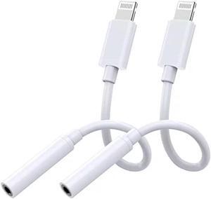 [ MFi Certified] 2 Pack for iPhone 3.5mm Headphones Adapter Lightning to 3.5 mm Headphone/Earphone Jack Converter Audio Aux Adapter Dongle Compatible with iPhone 14 13 12 11 Pro XR XS Max X 8 7.
