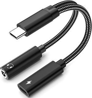 USB C to 3.5mm Headphone and Charger Adapter 2 in 1 USB C to Aux Audio Adapter & 60W Fast Charging Dongle Compatible with iPhone 16/16 Pro/15 Galaxy S25/S24/S24 Ultra/S23 Pixel 8 iPad Pro
