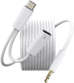 Aux to USB C 2-in-1 USB-C to Aux Cord with Charge Port Work for iPhone 16/15 Pro Max Car USB Type-C to 3.5mm Male Audio Cable Support Calls & Fast Charging for Car Stereo Speaker Headphones