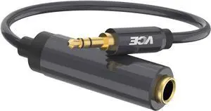 1/4 to 1/8 Adapter 3.5mm 1/8 inch Male to 6.35mm 1/4 inch Female Audio Jack Gold Plated Adapter for Amplifiers Guitar Home Theater Devices Laptop Headphones - 8 inch