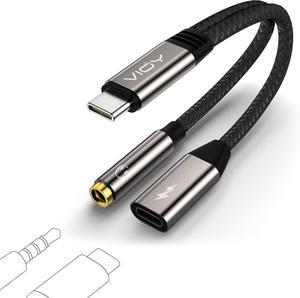 USB C to 3.5mm Headphone and Charger Adapter-2 in 1 Type C to Aux and Charger Splitter with PD 60W Fast Charging and Data Transfer for iPhone 16/15 Pro iPad Pro  Galaxy S22 S21 S20 Pixel