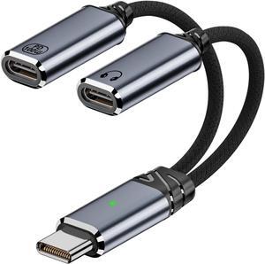 USB C Splitter Dual USB C Headphone and Charger Adapter Audio Dongle Cable with PD 100W Fast Charging for iPhone 16/15 Series iPad MacBook Galaxy S24/S23 and More