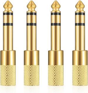 6.35mm (1/4 inch) Male to 3.5mm (1/8 inch) Female Stereo Headphone Adapters 4 Pcs 3.5mm/1/8 Female to 6.35mm/1/4 Male Stereo Audio Adapter Jack Plug for Headphone Gold Plate